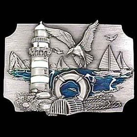 Belt Buckle - Coastal Scenepewter 