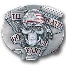 Pewter Belt Buckle - Till Death Do Us Partpewter 