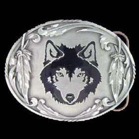 Pewter Belt Buckle - Wolf Silhouettepewter 