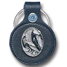 Small Leather & Pewter Key Ring - Flying Eaglesmall 