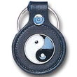 Small Leather & Pewter Key Ring - Yin Yang