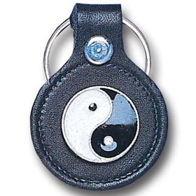 Small Leather & Pewter Key Ring - Yin Yangsmall 