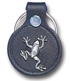 Small Leather & Pewter Key Ring - Frog