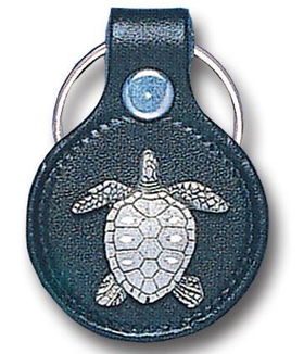 Small Leather & Pewter Key Ring - Turtlesmall 