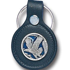 Small Leather & Pewter Key Ring - Eagle in Circle
