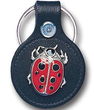 Small Leather & Pewter Key Ring - Lady Bug