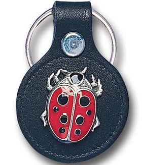Small Leather & Pewter Key Ring - Lady Bugsmall 