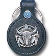Small Leather & Pewter Key Ring - Shield & Buffalo