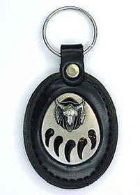 Large Deluxe Leather & Pewter Key Ring- Grizzly Clawleather 