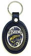 Large Deluxe Leather & Pewter Key Ring - Fishing