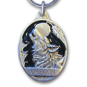 Pewter Key Ring - Oregon Wolf