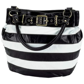 Gigi Chantal&trade; Black and White Stripe Bucket Style Handbaggigi 
