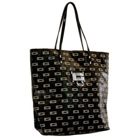 Women's Naomi Large Black Signature Printed Synthetic Leather Totewomen 