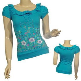 Ladies Fashion Boat Neck Ruffled Neckline Top Case Pack 6ladies 