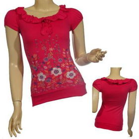 Ladies Fashion Boat Neck Ruffled Neckline Top Case Pack 6ladies 