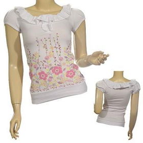 Ladies Fashion Boat Neck Ruffled Neckline Top Case Pack 6ladies 