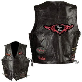 Diamond Plate&trade; Ladies&apos; Rock Design Genuine Leather Vest (Small)diamond 