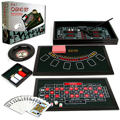 4 in 1 Casino Game Table Roulette, Craps, Poker, BlackJack