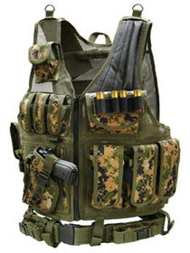 UTG Airsoft Deluxe Tactical Vest with Quick Draw Holster, Pouch and Belt, Left Handed, Woodland Digital Camoutg 
