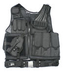 UTG Deluxe Tactical Vest with Quick Draw Holster, Pouch and Belt, Left-handed, Black