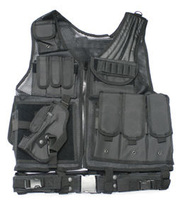 UTG Deluxe Tactical Vest with Quick Draw Holster, Pouch and Belt, Left-handed, Blackutg 