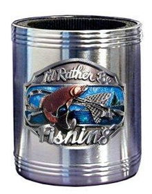Can Cooler - Pewter Emblem Rather Be Fishing