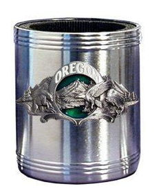 Can Cooler - Pewter State Emblem Oregon