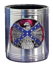 Can Cooler - Pewter Emblem Eagle/Confederate Flagcooler 
