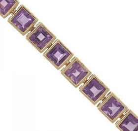 Gold Tennis Bracelet 9 Carats Princess Amethyst Gemsgold 