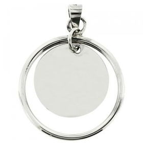 Sterling Silver Open Circle and Dangling Disc Pendantsterling 