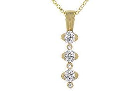 Three Stone Diamond Pendant : 14K Yellow Gold - 0.75 CT Diamondsstone 