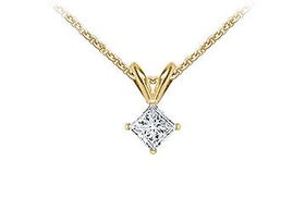14K Yellow Gold : Princess Cut Diamond Solitaire Pendant - 0.33 CT. TW.yellow 