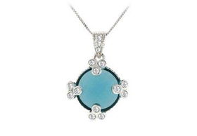 Blue Cubic Zirconia Sterling Silver Pendantblue 