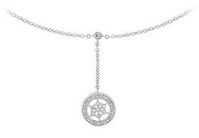 Flower Circle Cubic Zirconia Sterling Silver Pendantflower 