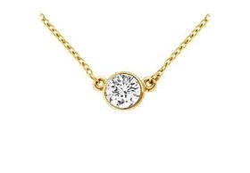 14K Yellow Gold : Bezel Set Round Diamond Solitaire Pendant - 0.33 CT. TW.yellow 