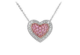 Pink Sapphire and Diamond Heart Pendant : 14K White Gold - 0.75 CT TGWpink 