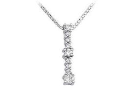 Diamond Bar Pendant : 14K White Gold - 0.25 CT Diamondsdiamond 