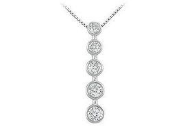 Bezel Diamond Journey Pendant : 14K White Gold - 1.00 CT Diamondsbezel 