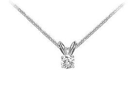 18K White Gold : Prong Set Round Diamond Solitaire Pendant  0.15 CT. TDW.white 