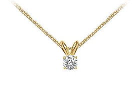 18K Yellow Gold : Prong Set Round Diamond Solitaire Pendant  0.15 CT. TDW.yellow 