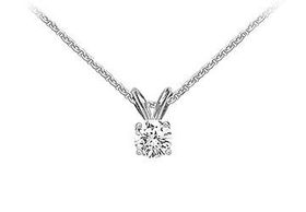 18K White Gold : Prong Set Round Diamond Solitaire Pendant  0.25 CT. TDW.white 