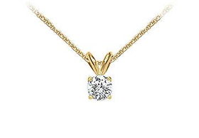 18K Yellow Gold : Prong Set Round Diamond Solitaire Pendant  0.25 CT. TDW.yellow 