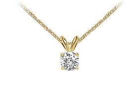 18K Yellow Gold : Prong Set Round Diamond Solitaire Pendant  0.33 CT. TDW.yellow 