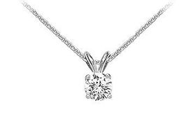 18K White Gold : Prong Set Round Diamond Solitaire Pendant  0.50 CT. TDW.white 