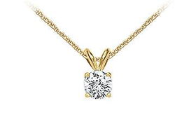 18K Yellow Gold : Prong Set Round Diamond Solitaire Pendant  0.50 CT. TDW.yellow 