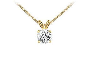 18K Yellow Gold : Prong Set Round Diamond Solitaire Pendant  1.00 CT. TDW.yellow 