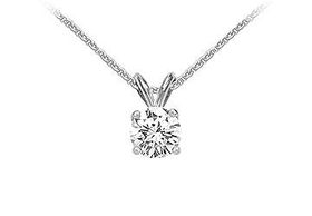 18K White Gold : Prong Set Round Diamond Solitaire Pendant  1.00 CT. TDW.white 