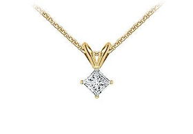 18K Yellow Gold : Princess Cut Diamond Solitaire Pendant  0.25 CT. TDW.yellow 