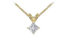 18K Yellow Gold : Princess Cut Diamond Solitaire Pendant  0.50 CT. TDW.yellow 