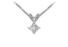 18K White Gold : Princess Cut Diamond Solitaire Pendant  0.50 CT. TDW.white 